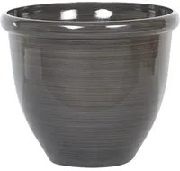 Vaso per piante fioriera in massello di pietra marrone misto poliresina lucida per esterni tonda 44 cm per tutte le stagioni