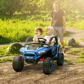 Macchina Elettrica per Bambini 24V Velocità 5-7km/h Guida Manuale e Telecomando Blu...