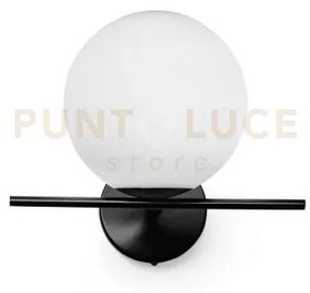 Jugen black applique da parete 1 luce montatura nera vetro bianco a...