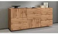 Credenza Ddalessi, Buffet da soggiorno, Madia da salotto con 2 ante e 3 cassetti, 180x44h86 cm, Rovere