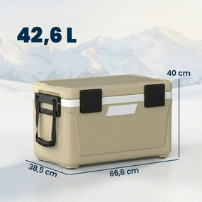 Box Frigo Portatile 66,6x38,5x40 cm Capacità 42,6L Isolato con Maniglia in HDPE e Schiuma PU Cachi...