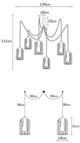 Lampada a sospensione nera per 6 lampadine Pamukkale - Opviq lights