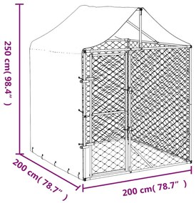 Cuccia cani da esterno tetto argento 2x2x2,5 m acciaio zincato