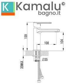 Kamalu - rubinetto lavabo monocomando in ottone cromato | lara-910l