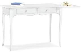 Scrittoio in legno bianco con due cassetti 110&#215;56 cm