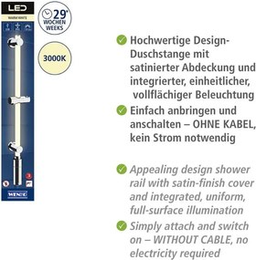 Asta doccia da parete color argento 74 cm LED - Wenko