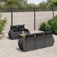 Set Divano da Giardino 6 pz con Cuscini Nero in Polyrattan 3257217