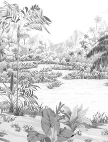 Isidore Leroy Carta da parati panoramica Riviere des Parfums Gris gravure - B 4/5/6