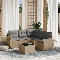 Set Divano da Giardino 6 pz con Cuscini Beige in Polyrattan 3253696