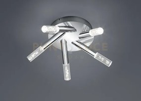 Bolsa plafoniera bagno led 5 luci cromo+diffore trasparente bolle. ...