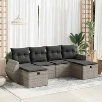 Set Divano da Giardino 6 pz con Cuscini Grigio in Polyrattan 3325626