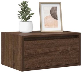 Comodino A Parete Con Luci Led Rovere Marrone /