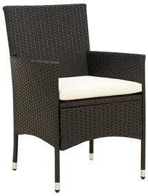 Set mobili da giardino 5 pz con cuscini in polyrattan nero