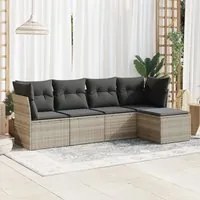 Set Divano da Giardino 5pz con Cuscini Grigio Chiaro Polyrattan 3325268