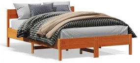 Letto Senza Materasso Marrone Cera 140x190 Cm İn Legno Di Pino /