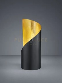 Frank lampada da tavolo cilindro nero interno oro h.24 d.10 1 luce ...