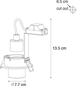 Faretto da incasso moderno nero GU10 35 mm rotondo orientabile - Installa