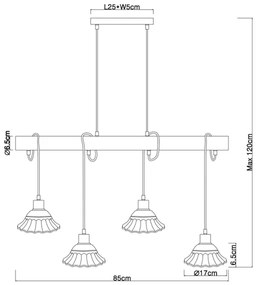 Globo 54050-4H - Lampadario su filo JOWITA 4xE27/40W/230V