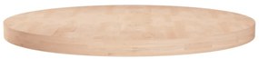 Piano Tavolo Rotondo Ø60x4 Cm Massello Di Rovere Non Trattato /