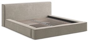 Letto matrimoniale imbottito grigio tortora con contenitore e rete inclusi 140x200 cm Noho – Makamii