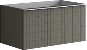 Cassettiera Pixel con 2 cassetti frontale grid laccato opaco grigio carbone e maniglia alluminio brillante L80 x H40 x P45,5cm