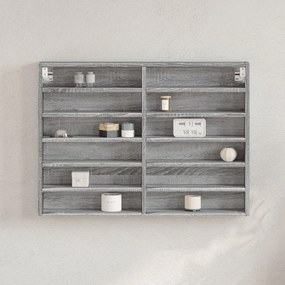 Armadietto vetrina grigio sonoma 80x8,5x58 cm legno multistrato