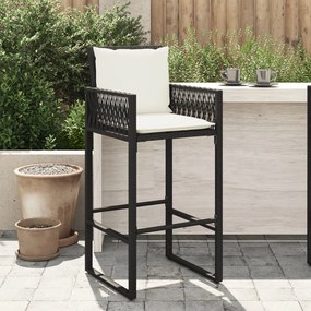 Sgabelli Da Bar Con Cuscini 2 Pz Neri İn Polyrattan /