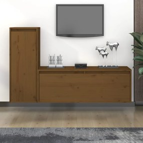 Mobili porta tv 2 pz miele in legno massello di pino