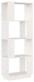 Libreria/divisorio bianco 51x25x132 cm legno massello di pino