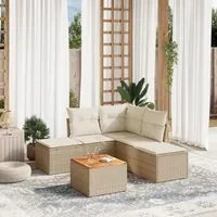 Set Divano da Giardino 6 pz con Cuscini Beige in Polyrattan 3256002