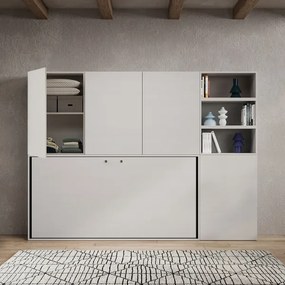 Letto NABOR singolo a scomparsa Bianco Frassino Composizione F