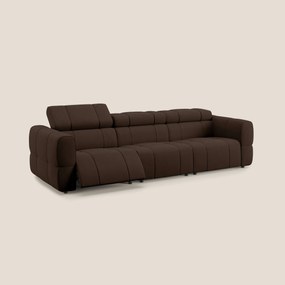 Giotto Divano modulare a 3 sedute con opzione relax elettrico in microfibra effetto velluto impermeabile T09 marrone