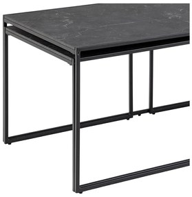 Set di tavolini da salotto color nero opaco con piano effetto marmo 3 pz 60x120 cm Infinity – Actona