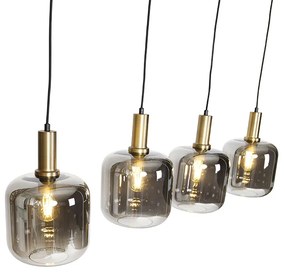 Lampada a sospensione intelligente nera con vetro fumé 4 luci incl. Wifi A60 - Zuzanna