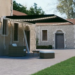Tenda Da Sole Retrattile Manuale Con Led 450x300 Cm Antracite /