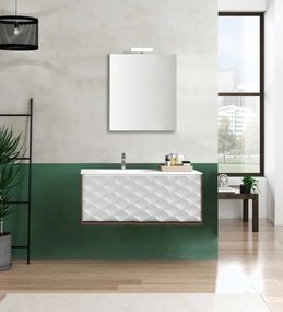 Mobile sottolavabo e lavabo Neo per vasca centrale rovere noce/bianco 3d L 90 x H 32 x P 48 cm