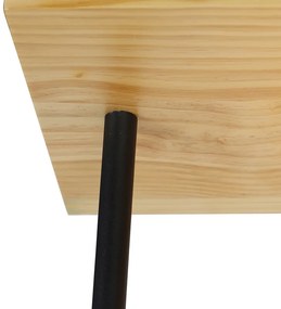 Plafoniera industriale nera con legno 3 luci - Shelf