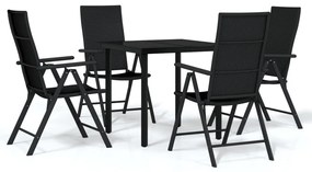 Set mobili da pranzo per giardino 5 pz nero