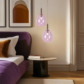 Lampadario LED viola con paralume in vetro Lukka – Candellux Lighting