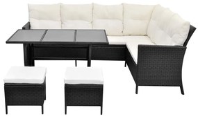 Set Divani da Giardino 4 pz con Cuscini in Polyrattan Nero