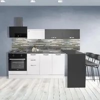 Cucina 240 cm con penisola reversibile colore bianca e nera Altamura