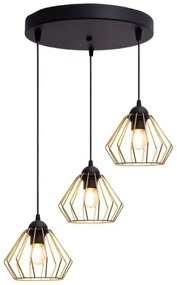 Lampadario a sospensione con filo CEED GOLD 3xE27/60W/230V diametro 45 cm nero/oro