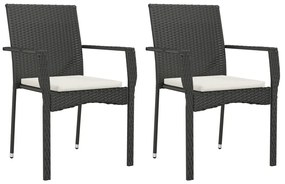 Set da pranzo da giardino 3 pz con cuscini nero in polyrattan