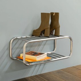 Scarpiera argentata in metallo da parete 72x28x35 cm Retro – Spinder Design