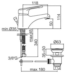 Miscelatore lavabo Paffoni serie Nettuno scarico con piletta NT 075 CR