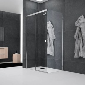 Box doccia con ingresso frontale scorrevole L 120 x H 200 cm, in vetro trasparente SP. 6 mm, profilo argento spazzolato Glam