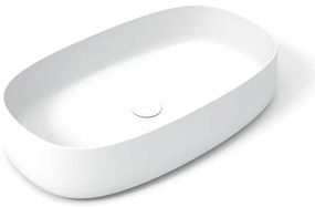 Lavabo da appoggio Wave OLYMPIA CERAMICA ovale in ceramica L 70 x H 14 x P 40 cm bianco piletta non inclusa