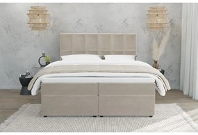Letto matrimoniale imbottito bianco crema con spazio contenitivo 140x200 cm Flip - Ropez