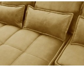 Divano angolare giallo allungabile/con contenitore (con penisola a sinistra/con chaise lounge) e rivestimento in velluto Campo – ELTAP