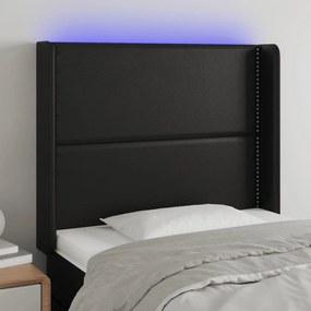 Testiera A Led Nera 83x16x118/128 Cm İn Similpelle /